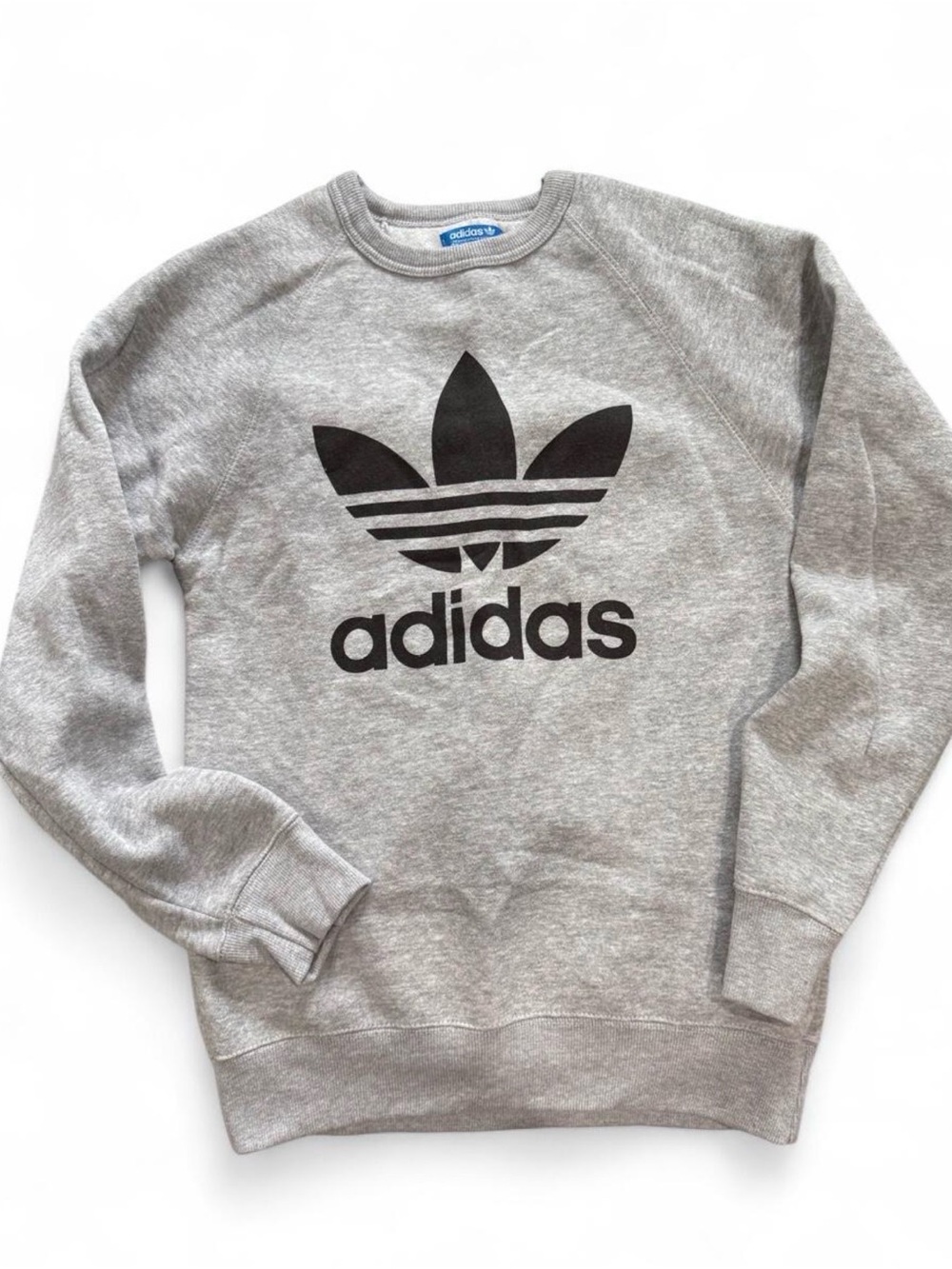 adidas Grey Crewneck Sweatshirt with Black Trefoil Logo